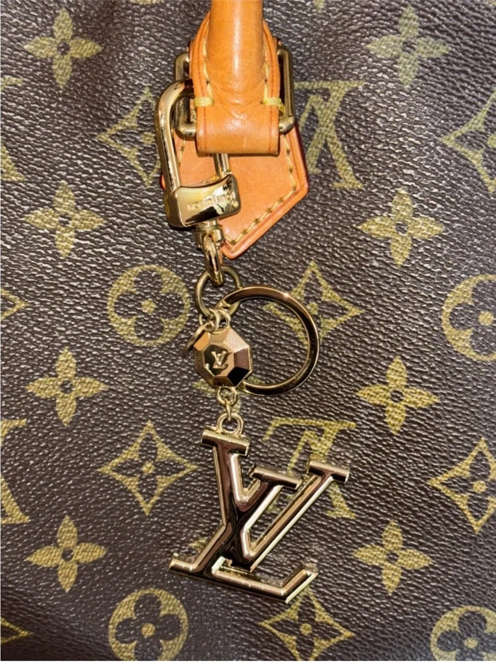 Louis Vuitton Monogram Canvas Satchel with Pink-Accented Handle Scarf